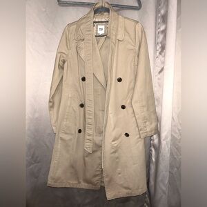 GAP Trench Coat Cargo Khaki with Striped Blue and White Lining